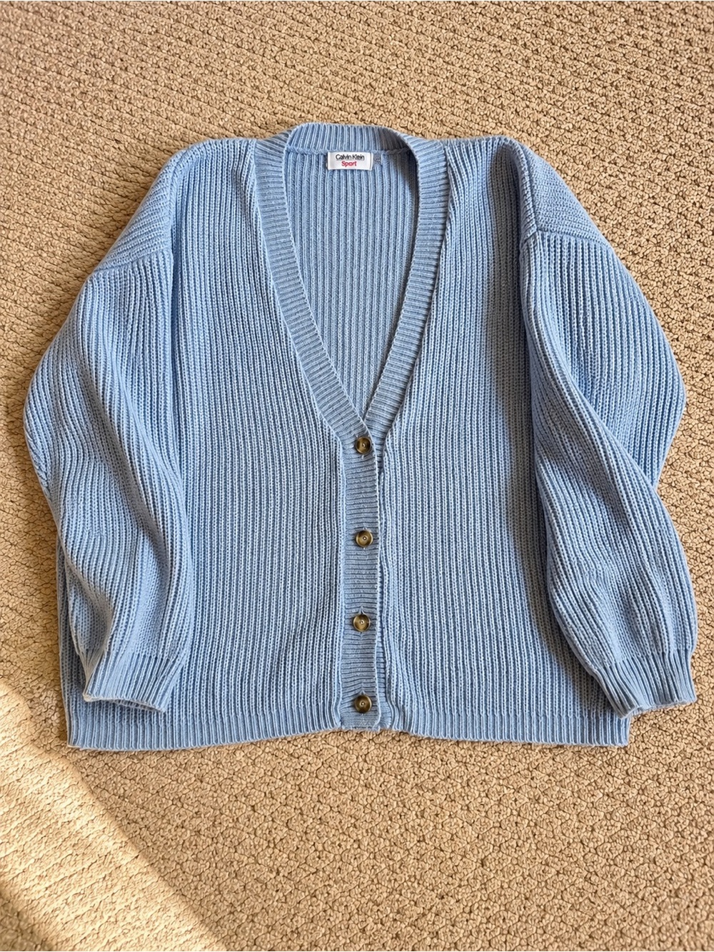 Vintage Calvin Klein Sport Blue Chunky Knit Cardigan